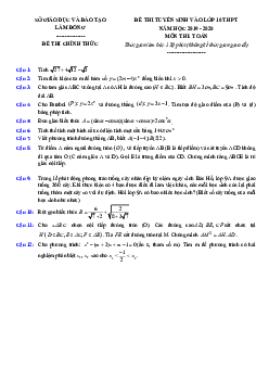 Đề tuyển sinh lớp 10 THPT năm 2019 – 2020 môn Toán sở GD&ĐT Lâm Đồng
