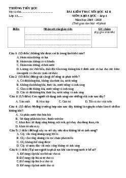 Đề thi cuối học kì 2 lớp 4 môn Khoa học năm 2019 - 2020 Có đáp án