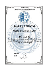 Bài tập nhóm So sánh sự mở rộng của truyền thống Civil Law, truyền thống Common Law và truyền thống pháp luật xã hội chủ nghĩa môn Luật so sánh | Trường Đại học Luật Hà Nội