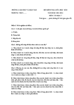 Đề thi giữa học kì 2 môn Tin học 7 năm 2023 - 2024 sách KNTT - Đề 4