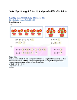 Toán lớp 2 trang 5, 6 Bài 37 Phép nhân | Kết nối tri thức