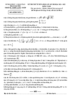 Đề thi thử Toán vào lớp 10 năm 2021 – 2022 trường THPT Gang Thép – Thái Nguyên