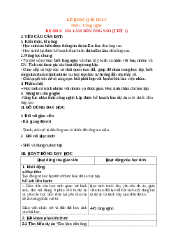 Giáo án Công nghệ lớp 4 Dự án 2 | Chân trời sáng tạo