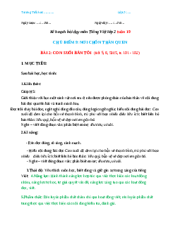 Giáo án Tiếng Việt 2 sách Chân trời sáng tạo Học kì 2 | Tuần 19 tiết 5, 6