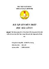 Chủ đề: Vận dụng nguyên lý về sự phát triển trong quá trình phát triển nền văn hóa Việt Nam trong bối cảnh hội nhập quốc tế hiện nay| Bài tập lớn môn Triết học Mác - Lênin | Học viện Ngân hàng