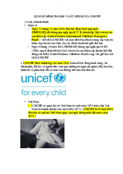 Sự hình thành và sứ mệnh của Unicef | Đại học Sư Phạm Hà Nội