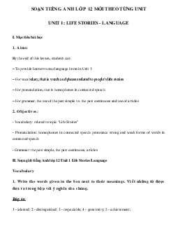 Tiếng Anh lớp 12 unit 1 Language