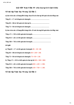 Vở bài tập Toán lớp 4 Bài 47: Ước lượng tính Cánh diều