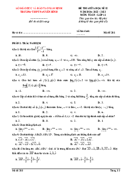 Đề giữa học kì 2 Toán 11 năm 2022 – 2023 trường THPT Nguyễn Bính – Nam Định