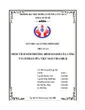 Phân Tích Môi Trường Kinh Doanh của Công Ty Cổ phần Sữa Vinamilk | Đại học Sư phạm Kỹ thuật Thành phố Hồ Chí Minh