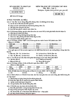 Đề thi học kỳ 1 Địa Lí 11 Quảng Nam 2017-2018 (có đáp án)