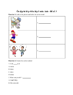 Ôn tập hè lớp 4 lên lớp 5 môn Anh - Đề số 3