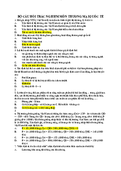 Bộ câu hỏi trắc nghiệm có đáp án Thương mại quốc tế