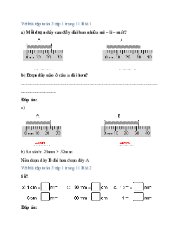 Giải VBT Toán lớp 3 trang 11 Bài 4: Mi-li-mét | Cánh diều