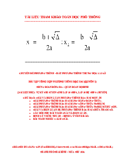 TOP 270 bài toán giải và biện luận phương trình bậc hai một ẩn – Lương Tuấn Đức