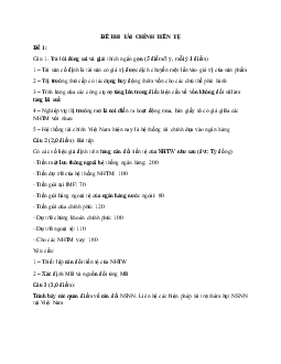 Đề thi cuối kỳ học phần Tài chính tiền tệ (có đáp án) |