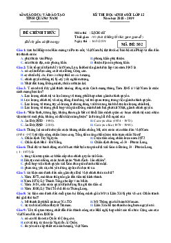 Đề thi HSG 12 tỉnh Quảng Nam môn Lịch Sử 2019 (có đáp án)