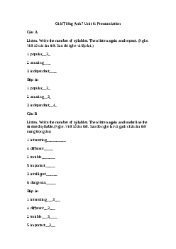 Giải Tiếng Anh 7 Unit 6: Pronunciation | Explore English