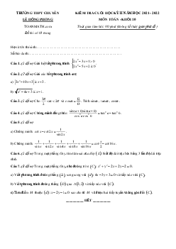 Đề cuối kỳ 2 Toán 10 năm 2021 – 2022 trường chuyên Lê Hồng Phong – TP HCM