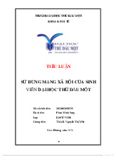 Tiểu luận : sử dụng mạng xã hội của sinh viên môn Phương pháp nghiên cứu khoa học - Trường Đại học Thủ Dầu Một