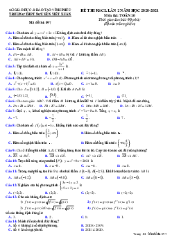 Đề KSCL lần 2 Toán 10 năm 2020 – 2021 trường THPT Nguyễn Viết Xuân – Vĩnh Phúc