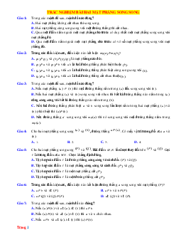 TOP 30 câu trắc nghiệm Toán 11 về hai mặt phẳng song song (có đáp án)