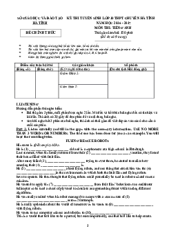 Kỳ thi tuyển sinh lớp 10 THPT chuyên Hà Tĩnh năm học 2016-2017 môn Tiếng Anh