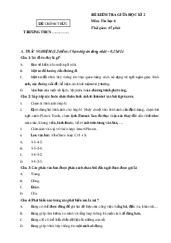 Đề thi giữa kì 2 Tin học lớp 6 Kết nối tri thức năm 2024 - Đề 5