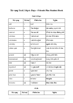 Giải Tiếng Anh 6 Unit 2: Từ vựng - Friends Plus