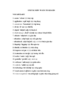 Từ vựng Tiếng Anh 10 Unit 8: New ways to learn - Global Success