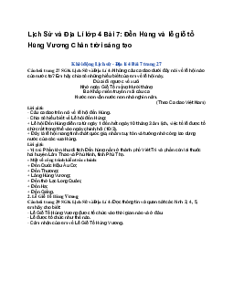 Lịch Sử và Địa Lí lớp 4 Bài 7: Đền Hùng và lễ giỗ tổ Hùng Vương | Chân trời sáng tạo
