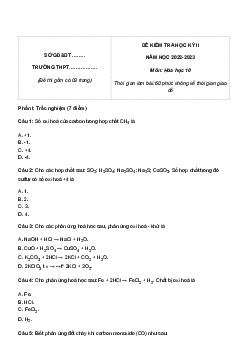 Đề thi học kì 2 môn Hóa học 10 Kết nối tri thức năm 2023