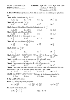 Đề học kì 1 Toán 7 KNTTvCS năm 2022 – 2023 phòng GD&ĐT Hoài Đức – Hà Nội