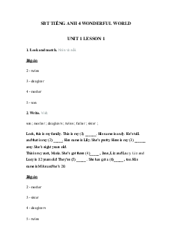 Sách bài tập Tiếng Anh 4 Wonderful world Unit 1 lesson 1