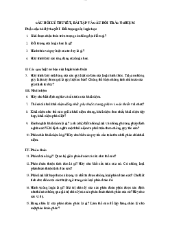 Câu hỏi lý thuyết, bài tập và trắc nghiệm môn Logic học| Đại học Fulbright Việt Nam