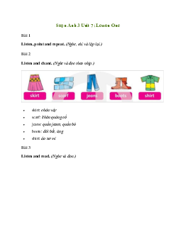 Giải Tiếng Anh lớp 3 Unit 7: Lesson One | Family and Friends