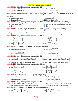 Trắc nghiệm Nhận dạng tam giác lớp 11 (có đáp án)