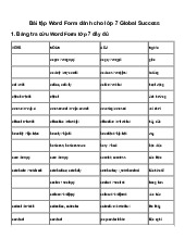 Bài tập Word Form dành cho lớp 7 Global Success