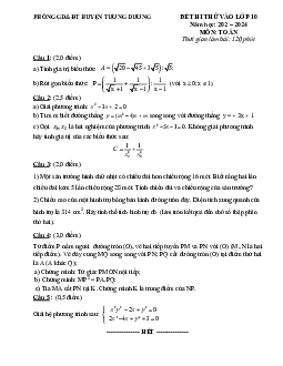 Đề thi thử Toán vào lớp 10 năm 2023 – 2024 phòng GD&ĐT Tương Dương – Nghệ An