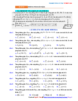 Tổng ôn tập TN THPT 2020 môn Toán: Phương trình mặt phẳng