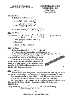 Đề cuối kỳ 1 Toán 9 năm 2023 – 2024 phòng GD&ĐT Thanh Oai – Hà Nội