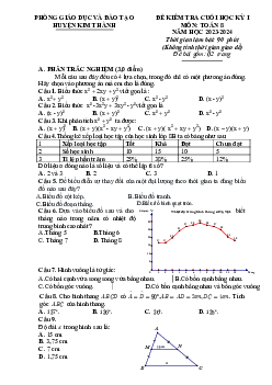 Đề cuối học kỳ 1 Toán 8 năm 2023 – 2024 phòng GD&ĐT Kim Thành – Hải Dương