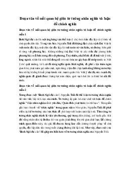 Đoạn văn về mối quan hệ giữa tư tưởng nhân nghĩa và luận đề chính nghĩa Ngữ Văn 10 sách Kết Nối Tri Thức