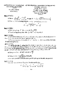 Đề học sinh giỏi Toán 9 năm 2020 – 2021 phòng GD&ĐT thành phố Hưng Yên