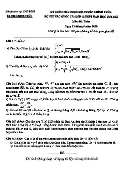 Đề chọn đội tuyển HSG Toán 12 năm học 2020 – 2021 sở GD&ĐT Quảng Bình