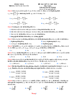 Đề thi thử tốt nghiệp năm 2024 môn Vật lí THPT Hàn Thuyên (có đáp án)
