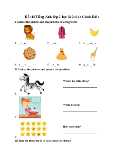 Đề thi học kì 2 môn Tiếng Anh 2 năm 2022 - 2023 sách Cánh diều |đề 2