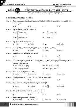 Tuyển tập 05 đề ôn thi giữa học kỳ 1 Toán 11 KNTTvCS có đáp án và lời giải