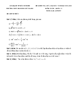 Đề kiểm tra giữa HK1 Toán 11 năm 2019 – 2020 trường Nguyễn Chí Thanh – TP HCM