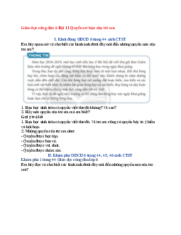 Giải Giáo dục công dân 6 Chân trời sáng tạo Bài 11 Quyền cơ bản của trẻ em